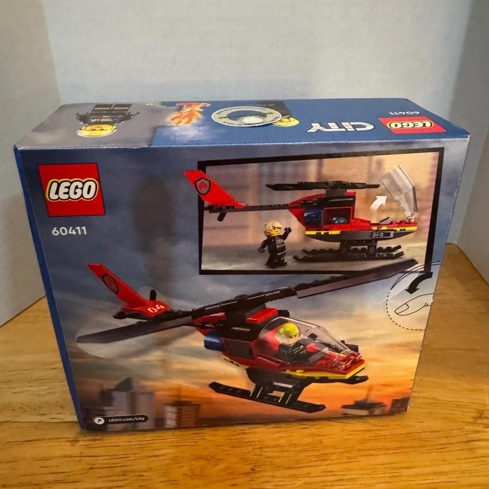 LEGO City Fire Rescue Helicopter Toy, Building Set with Firefighter